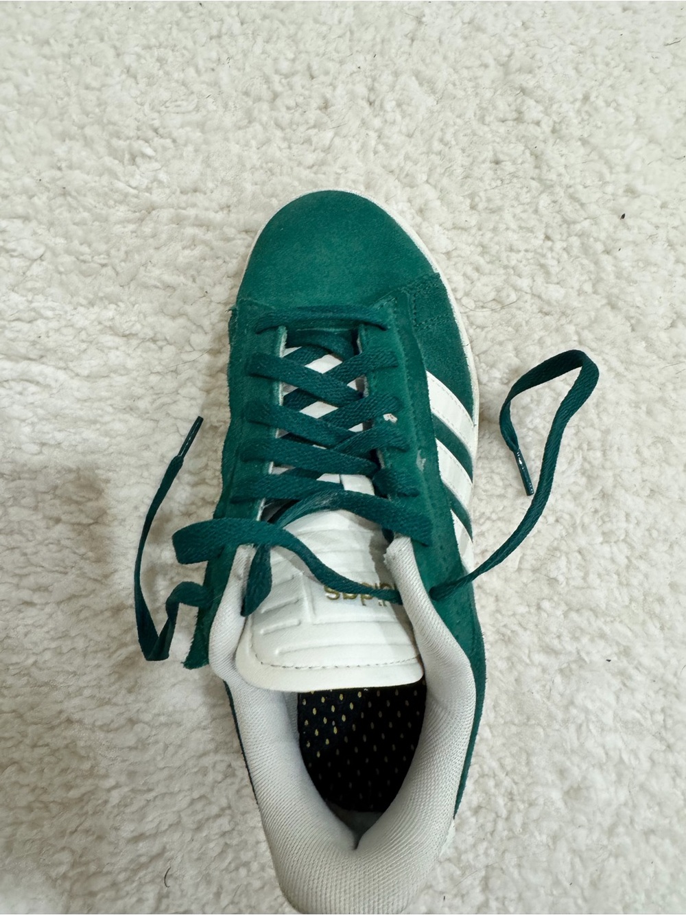 adidas Green and White Suede Athletic Sneaker